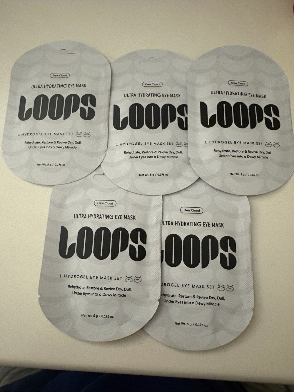 New LOOPS Ultra Hydrating Eye Mask - Dew Cloud - White Set of 5